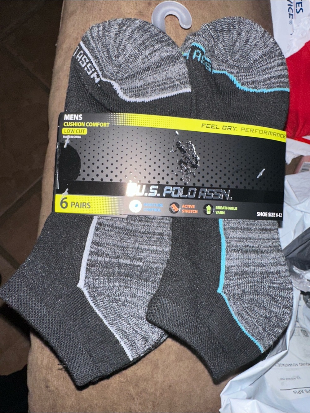 U.S. Polo Assn. Men's Low-Cut Cushion Socks - Black & Gray (6 Pack) size 6-12